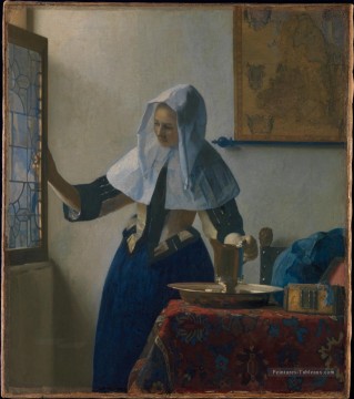 Jeune femme avec une cruche d’eau Baroque Johannes Vermeer Peinture à l'huile